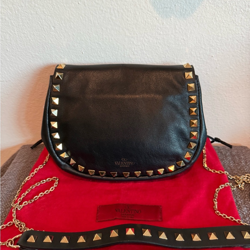 Valentino Black Studded Cross Body on Chain